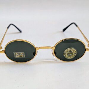 NWT Vintage 90's Oval Metal Designer Sport Sunglasses (S. Gold)